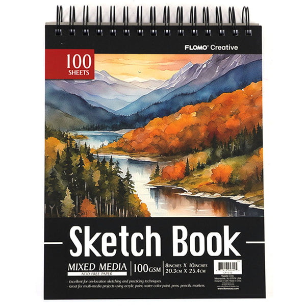 100 Sheet River Through The Mountains Sketch Book 8" X 10"