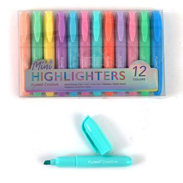 12Ct Mini Pastel Highlighters With Clip Cap