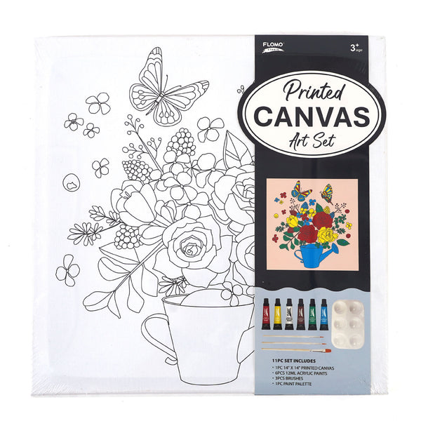 11Pc Printed  Bouquet In A Watering Can Canvas Art Set