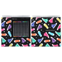 100 Sheet Fashion Sneakers Sketch Book With Hot Stamp & 10Ct Dual Tip Alcohol Markers 12" X 12