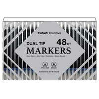 48Ct Dual Tip Brush & Fineliner Tip Markers With Black Matte Barrel