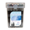 48Ct Dual Tip Chisel & Fine Tip Markers With Black Matte Barrel In Reusable Case With Handle