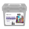 60Ct Dual Tip Chisel & Fine Tip Markers With Black Matte Barrel In Reusable Case With Handle