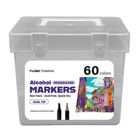 60Ct Dual Tip Chisel & Fine Tip Markers With Black Matte Barrel In Reusable Case With Handle