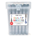 48Ct Dual Tip Chisel & Fine Tip Markers With Gray Matte Barrel In Reusable Case With Handle