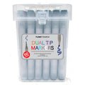 60Ct Dual Tip Chisel & Fine Tip Markers With Gray Matte Barrel In Reusable Case With Handle