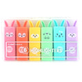 6Ct Mini Animals Pastel Highlighters In Reusable Case
