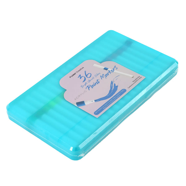 36Ct Acrylic Paint Markers In Frosted Aqua Blue Reusable Case