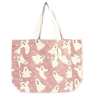 Halloween Ghosts Chenille With Lurex Tote Bag, 16" X 16" X 6"