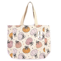 Halloween Pumpkins With Bows Chenille With Lurex Tote Bag, 16" X 16" X 6"