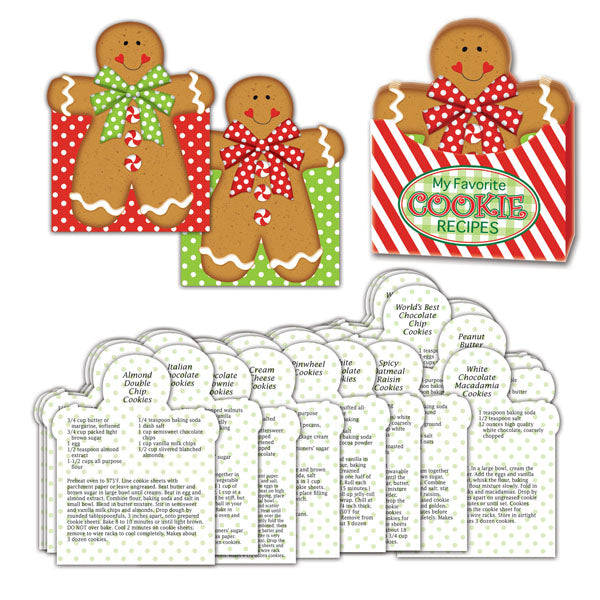 Christmas-5" X 4" Shaped Cookie Recipe Cards In Box
