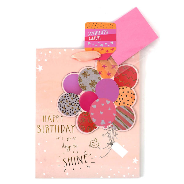 Large Birthday Balloon Party Gold Elite Bag, 2 Side Hot Stamp Treatment & Tissue