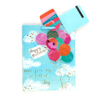 Large Birthday Blue Balloon Party Gold Elite Bag, 2 Side Hot Stamp Treatment & Tissue