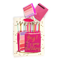 Large Surprise Birthday Cake Gold Elite Bag, 2 Side Hot Stamp Treatment & Tissue
