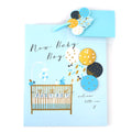 Large Surprise Baby Blue Crib Glitter Gold Elite Bag, 2 Side Hot Stamp Treatment & Tissue