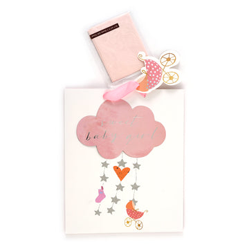 Large Sweet Baby Cloud Pink Gold Elite Bag, 2 Side Hot Stamp Treatment & Tissue