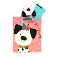 Large Dog Birthday Party Gold Elite Bag, 2 Side Hot Stamp Treatment & Tissue