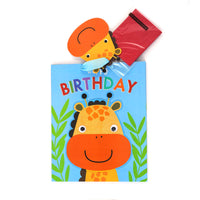 Large Birthday Giraffe Gold Elite Bag, 2 Side Hot Stamp Treatment & Tissue