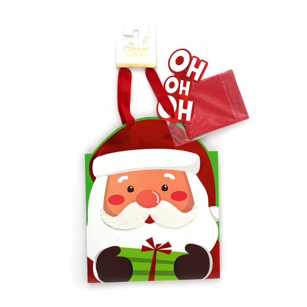Large Christmas Die Cut Santa Gift Bag With 3 Sht Tissue