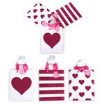 3Pk Large Glitter On Gloss Pink-White Stripe Hearts Gift Bags