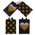 2Pk Extra Large Glitter On Gloss Gold-Black Hearts Gift Bags