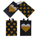 2Pk Extra Large Glitter On Gloss Gold-Black Hearts Gift Bags