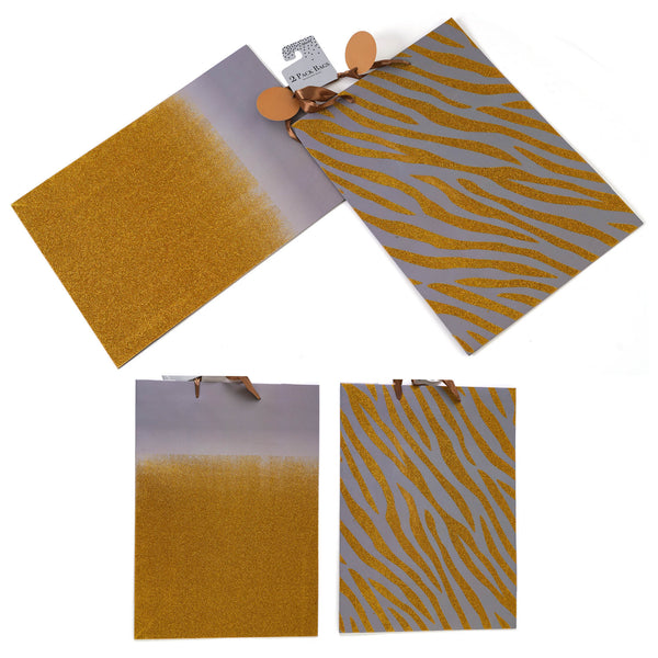 2Pk Extra Large Glitter On Gloss Animal Gift Bags