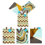 3Pk Large Chevron-Geo-Marble Aqua Gold Grey Hot Stamp Gift Bags