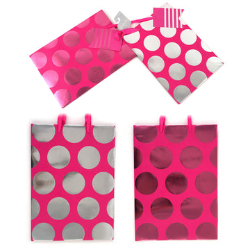 2Pk Extra Large Hot Stamp On Matte  Big Dots Gift Bags, 2 Colors
