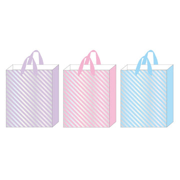 Large Gift Bags Hot Stamp, Thin Diagonal Stripes, 3 Colors