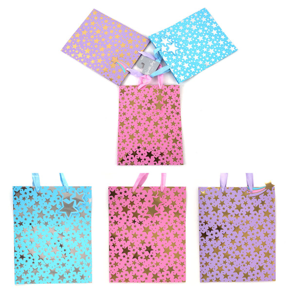 3Pk Large Gift Bags - Hot Stamp On Matte - Star Spectacular, 3 Colors