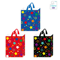 3Pk Large Hot Stamping Gift Bags, Multicolor Stars, 3 Designs