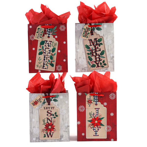 Large Farmhouse Snowflakes Hot Stamp Bag, 4 Designs