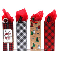 Bottle Plaid Christmas Trees Hot Stamp Bag, 4 Designs