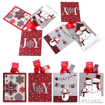 3Pk Large Joyful Holiday Friends Hot Stamp Bag, 4 Designs