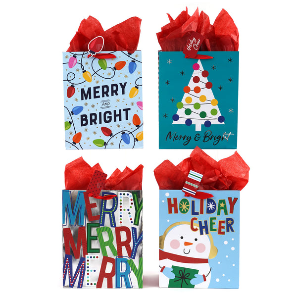 Medium Bright Merry Holiday Hot Stamp Bag, 4 Designs