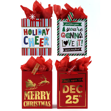 Extra Large Cheers For Christmas! Hot Stamp Bag, 4 Designs