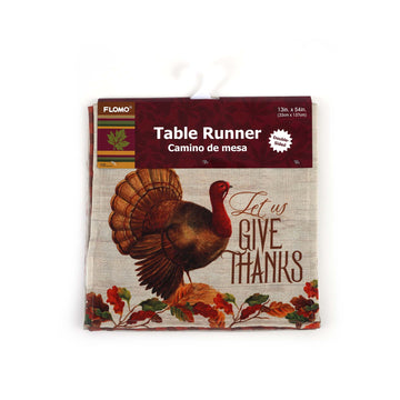 Harvest Turkey/Plaid Double Sided Table Runner 13" X 54"