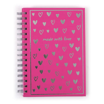 100 Sheet Hard Cover Journal Inspire Me Hearts, Hot Stamp, 8.5"X6"