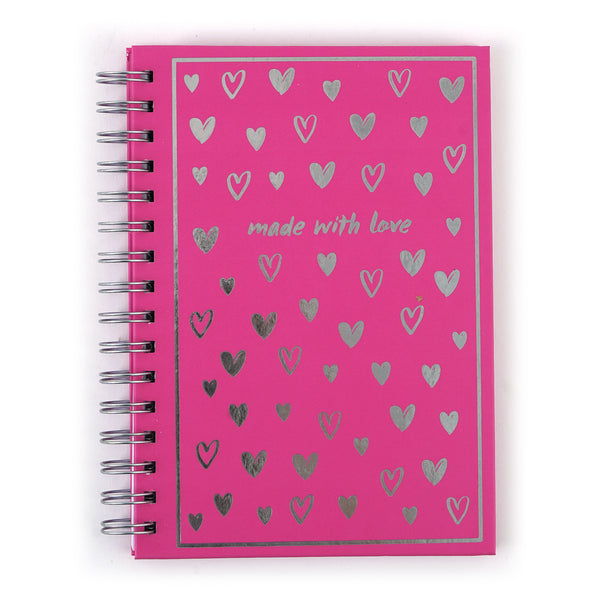 100 Sheet Hard Cover Journal Inspire Me Hearts, Hot Stamp, 8.5"X6"