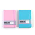128 Sht/256 Page Pu Leather Cover Hardbound Journal, Pink-Aqua, 5.8"Wx8.3"L