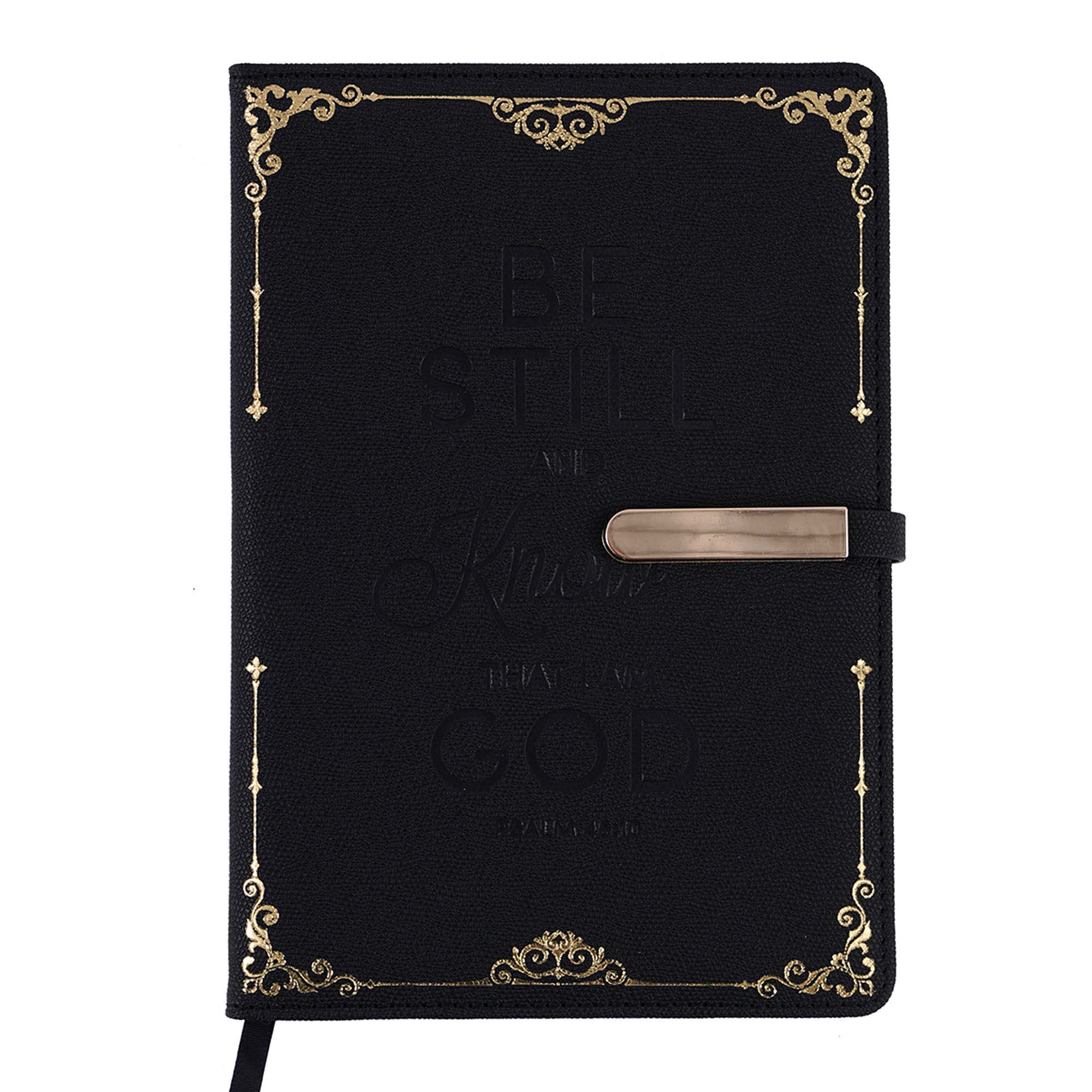 128Sht Pu Journal W/Metal Bar-Magnetic Closure, Religious Be Still
