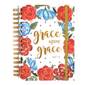 160Sht/320Pg Religious Floral Grace Upon Grace Hot Stamp Chunky Spiral Journal, 8.5"X6.25"