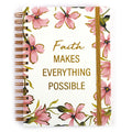 160Sht/320Pg Religious Faith Possible Floral, Hot Stamp Chunky Spiral Journal, 8.5"X6.25"