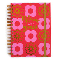 160Sht/320Pg Religious Bloom W/Grace Pink Floral, Hotstamp Chunky Spiral Journal, 8.5"X6.25"