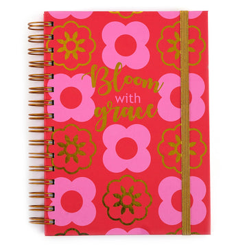 160Sht/320Pg Religious Bloom W/Grace Pink Floral, Hotstamp Chunky Spiral Journal, 8.5"X6.25"