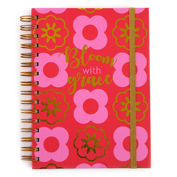 160Sht/320Pg Religious Bloom W/Grace Pink Floral, Hotstamp Chunky Spiral Journal, 8.5"X6.25"