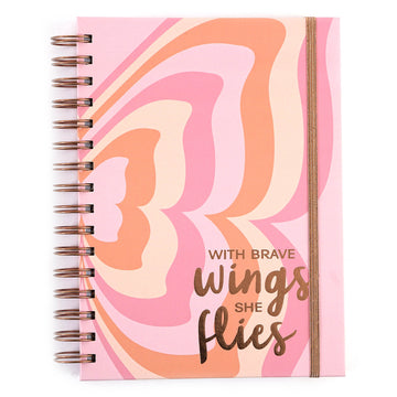 160Sht/320Pg Brave Wings Butterfly Hot Stamp Chunky Spiral Journal, 8.5"X6.25"