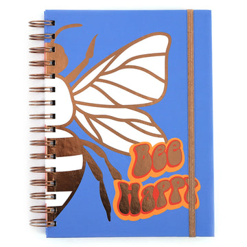 160Sht/320Pg Bee Happy Hot Stamp Chunky Spiral Journal, 8.5"X6.25"