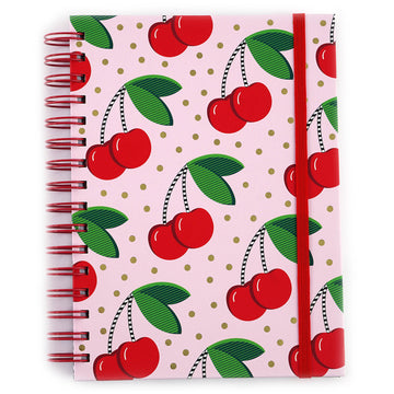 160Sht/320Pg Cherries For You Hot Stamp Chunky Spiral Journal, 8.5"X6.25"